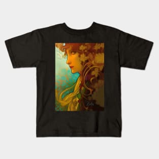 Floral design of Art Deco style Pagan Witch Kids T-Shirt